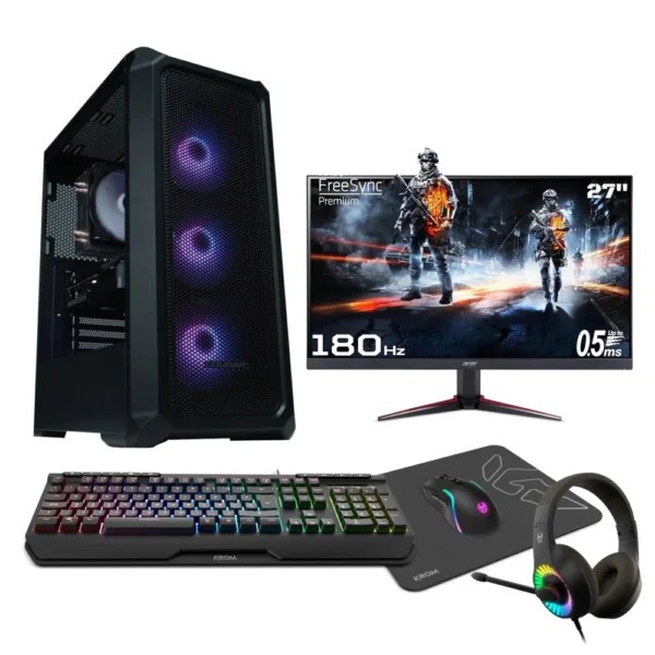 Epical-Q Pack EPIC86 Intel Core i7 12700F, 32GB, 1TB NVME, RTX5060 + Windows 11 Home + Monitor 27" 180hz FHD IPS + Combo Gaming