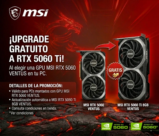 Promoción MSI Upgrade 5060 a 5060Ti 8GB